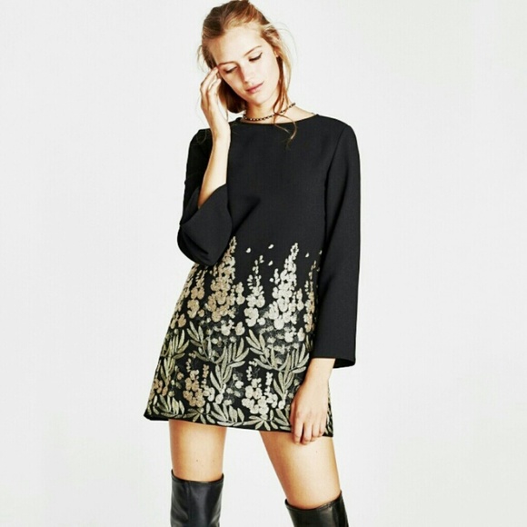 Zara Dresses & Skirts - Zara Woman Embroidered Trapeze Dress
